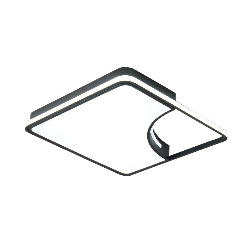 Plafonnier encastré carré moderne chambre en métal LED encastré luminaire, noir
