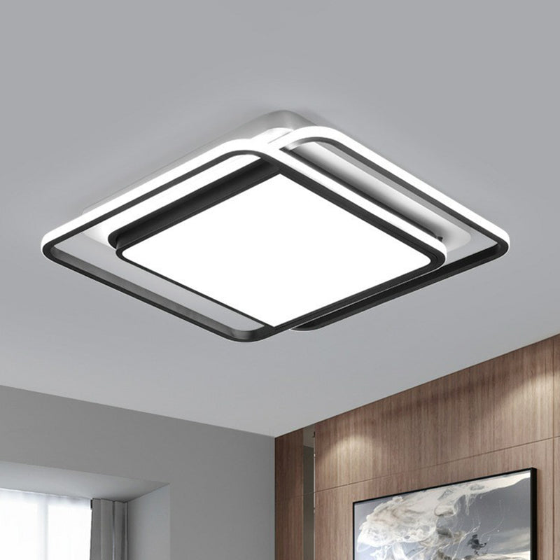 Acrylique Rhombus Flush Light Style Moderne Noir et Blanc Voyant d'ébullition Fixation du plafond