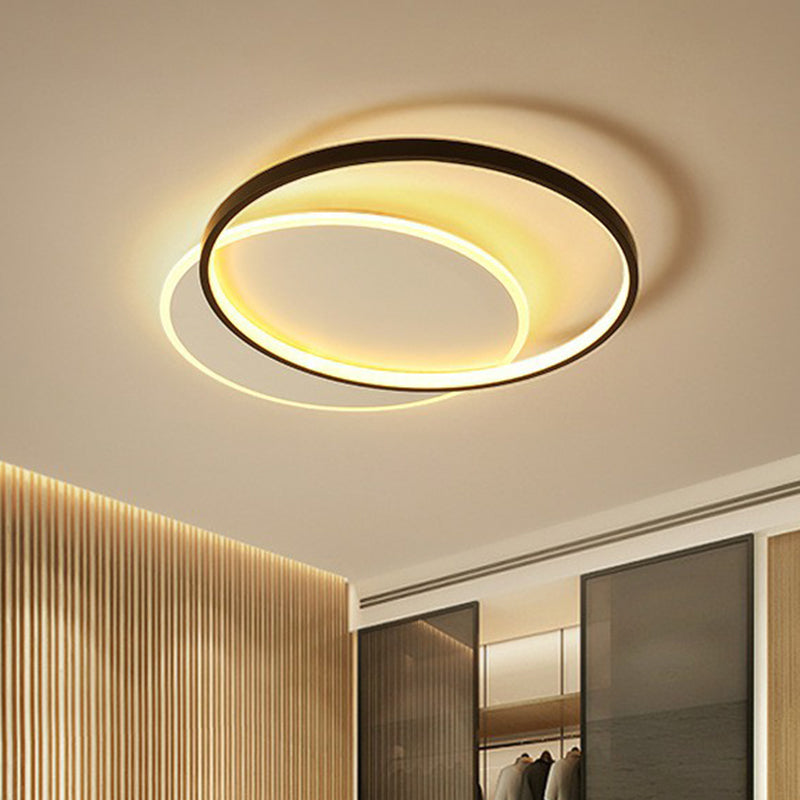 Geometrische Deckenleuchte, moderne, schwarze LED-Einbauleuchte aus Metall