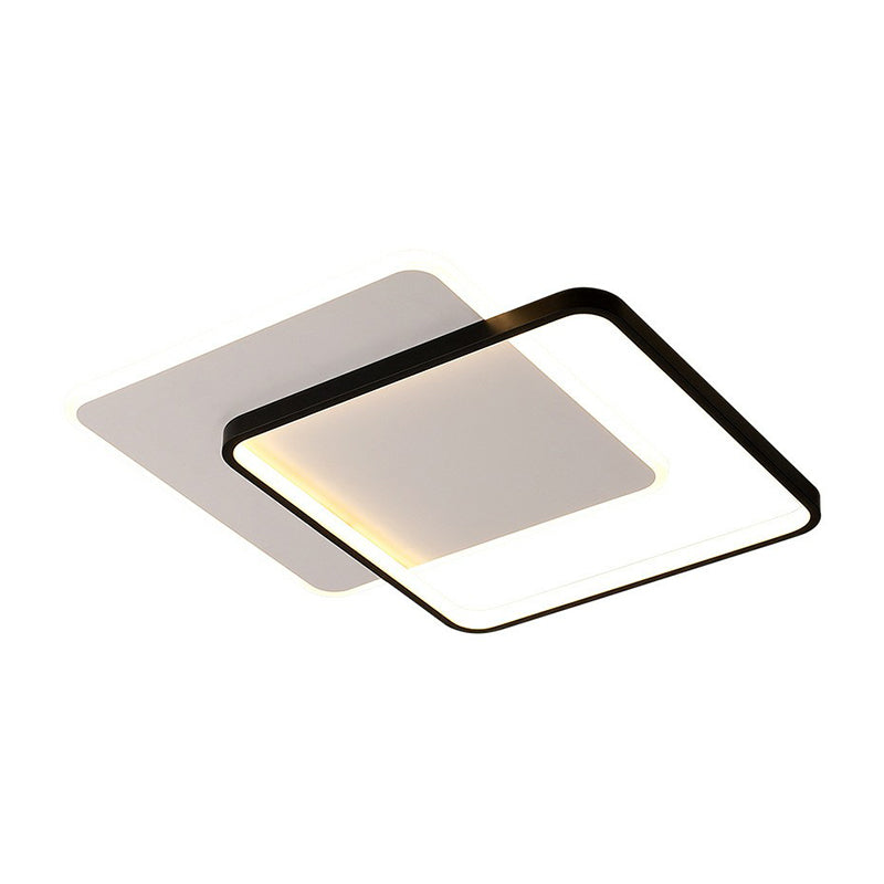Geometrische Deckenleuchte, moderne, schwarze LED-Einbauleuchte aus Metall