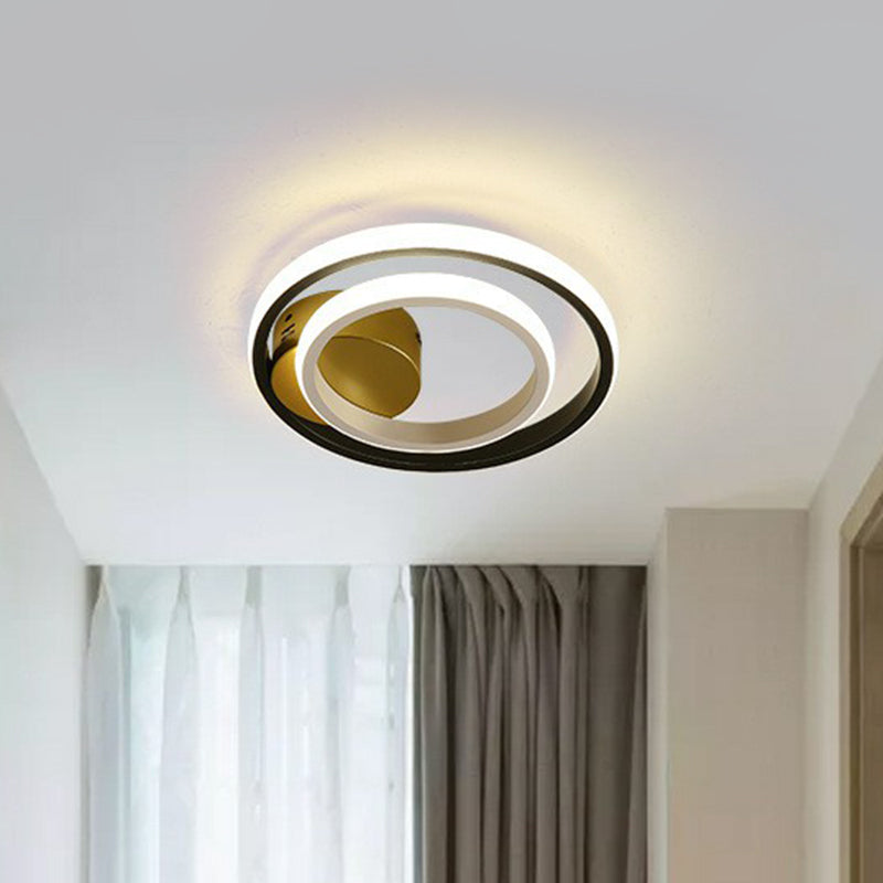 Plafonnier géométrique en aluminium pour couloir, plafonnier LED de Style moderne en noir et blanc