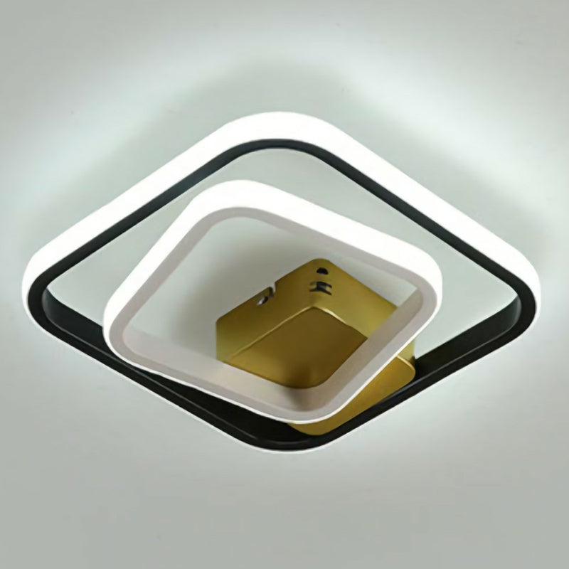 Plafonnier géométrique en aluminium pour couloir, plafonnier LED de Style moderne en noir et blanc