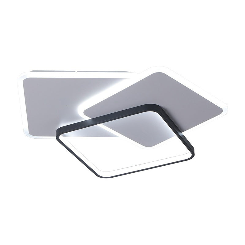 Plafonnier encastré à LED à cadre carré, plafonnier moderne en métal pour salon, noir