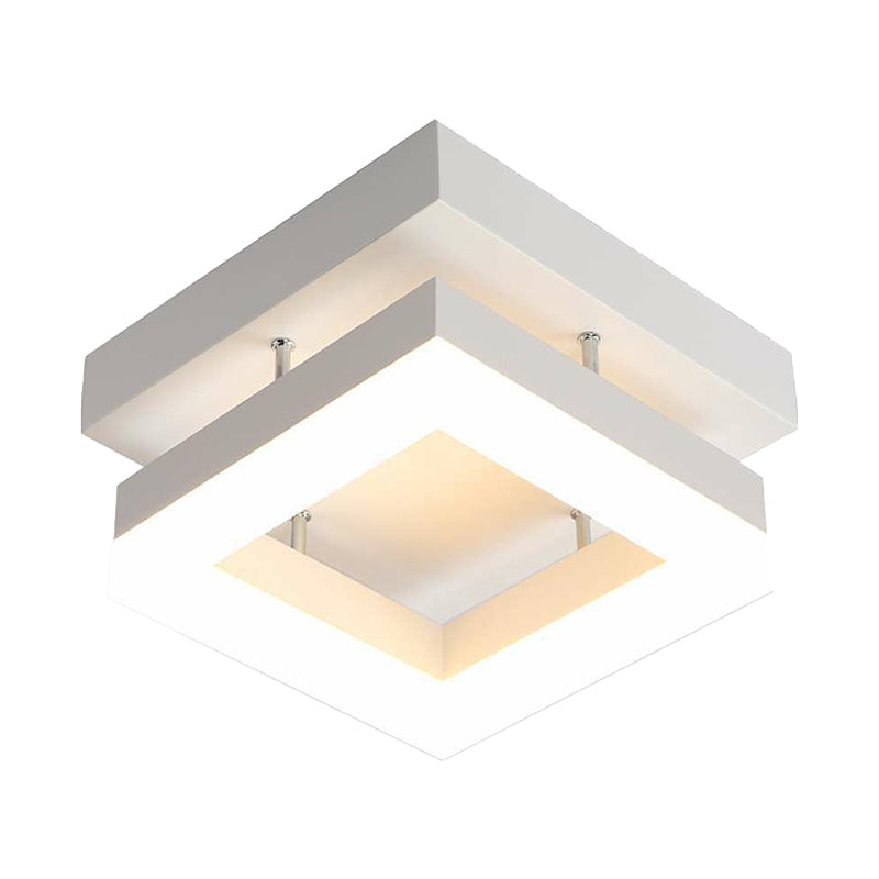 Ministerio de corredor acrílico de luz geométrica de techo geométrico LED Semi Flush en blanco