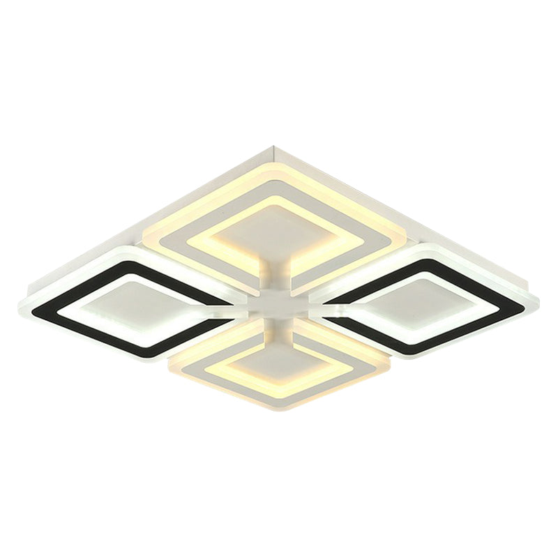 Plafonnier LED ultra fin en acrylique moderne pour chambre à coucher, noir et blanc