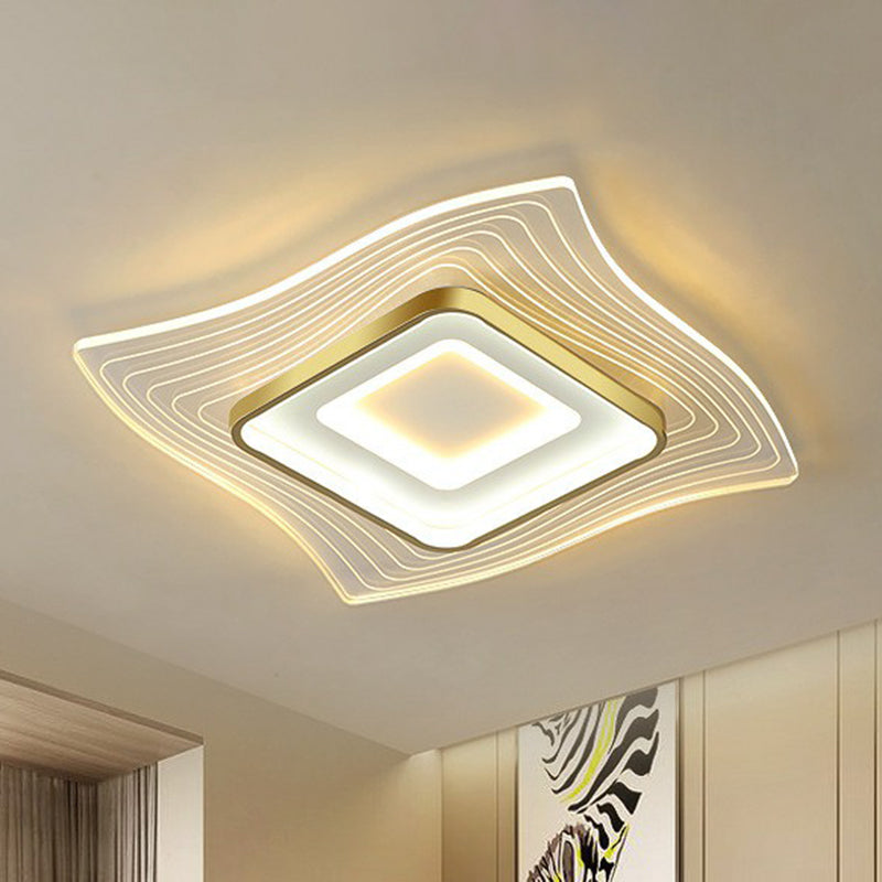 Acryl extra dun plafondlamp, eigentijds goud LED-inbouwverlichtingsarmatuur