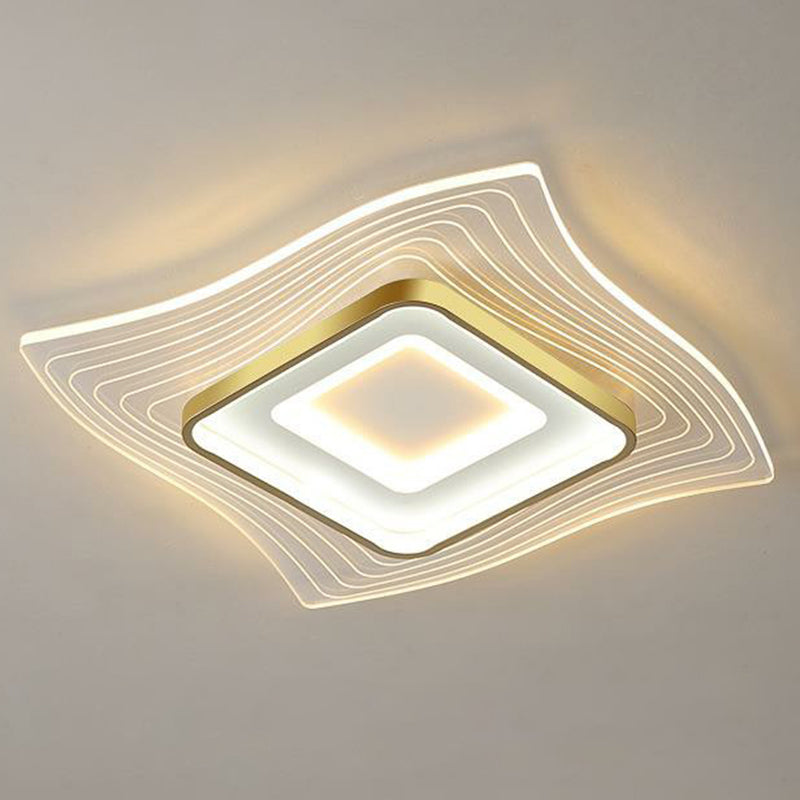 Acryl extra dun plafondlamp, eigentijds goud LED-inbouwverlichtingsarmatuur