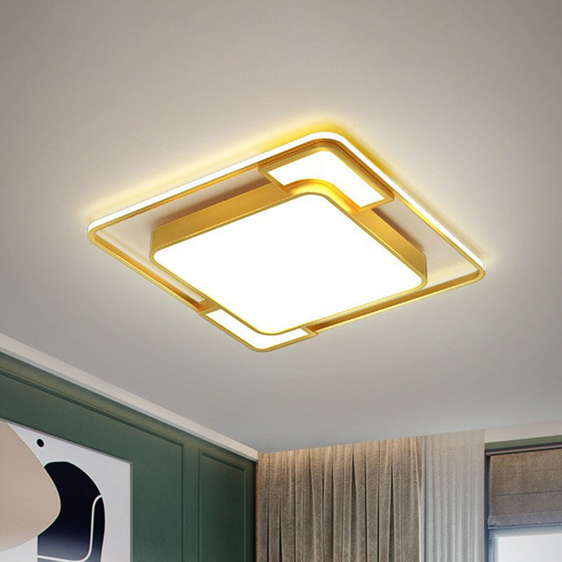 Gold Geometrical LED Flush Mount Modern Acrylic Flushmount Ceiling Light for Living Room