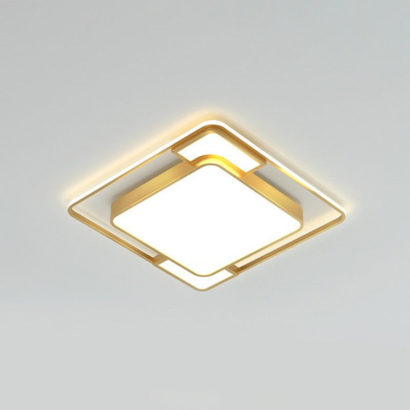 Gold Geometrical LED Flush Mount Modern Acrylic Flushmount Ceiling Light for Living Room