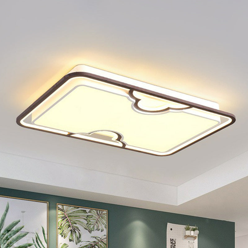 Plafonnier rectangulaire nordique en acrylique pour salon, luminaire LED encastré