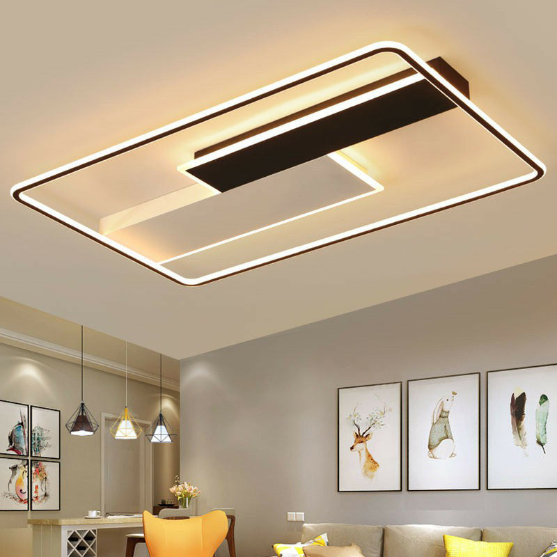 Aluminum Rectangular Flush Light Modern Style Black LED Flush Ceiling Light Fixture