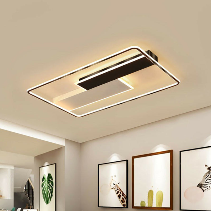 Aluminum Rectangular Flush Light Modern Style Black LED Flush Ceiling Light Fixture