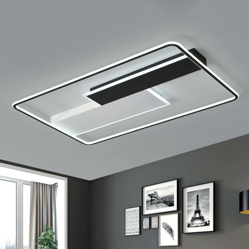 Aluminum Rectangular Flush Light Modern Style Black LED Flush Ceiling Light Fixture