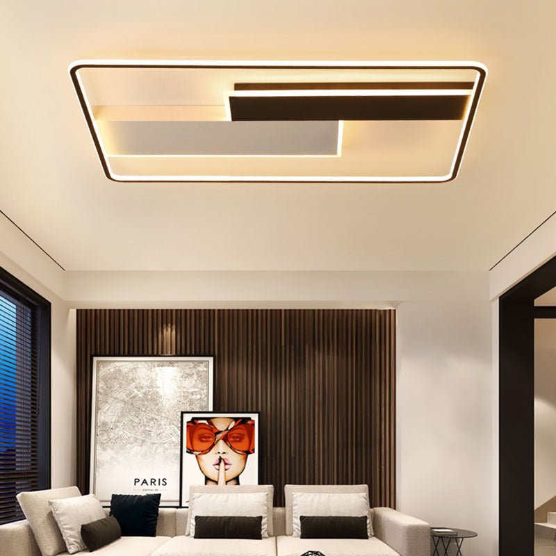Aluminum Rectangular Flush Light Modern Style Black LED Flush Ceiling Light Fixture