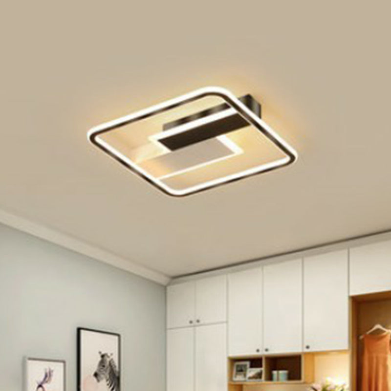 Aluminum Rectangular Flush Light Modern Style Black LED Flush Ceiling Light Fixture