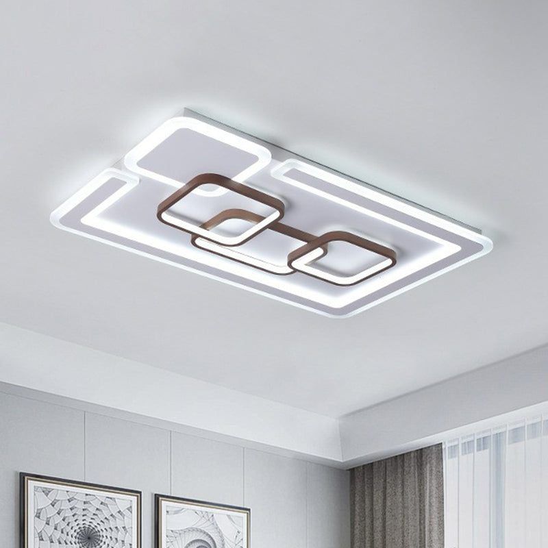 Nordic Geometrical LED Flush Mount Acrylic Living Room Flushmount Ceiling Light in Coffee