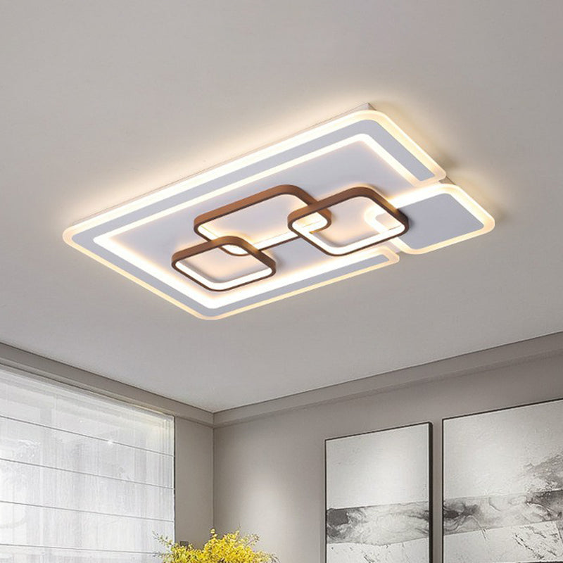 Nordic Geometrical LED Flush Mount Acrylic Living Room Flushmount Ceiling Light in Coffee