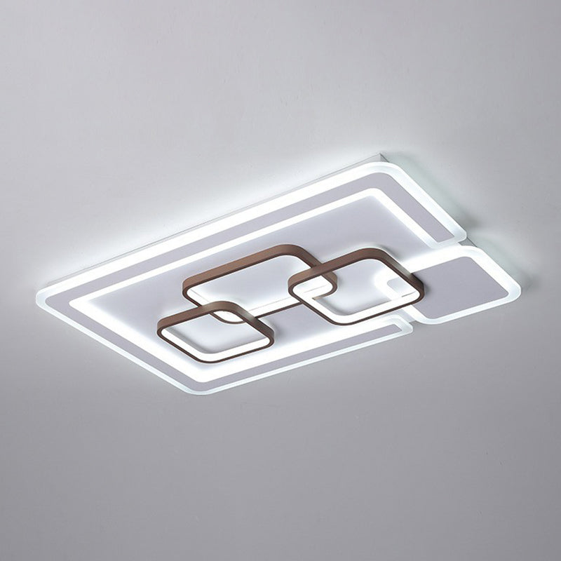 Nordic Geometrical LED Flush Mount Acrylic Living Room Flushmount Ceiling Light in Coffee