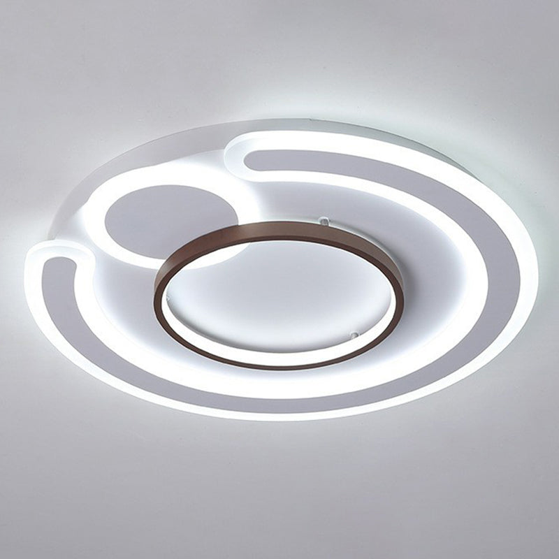 Nordic Geometrical LED Flush Mount Acrylic Living Room Flushmount Ceiling Light in Coffee