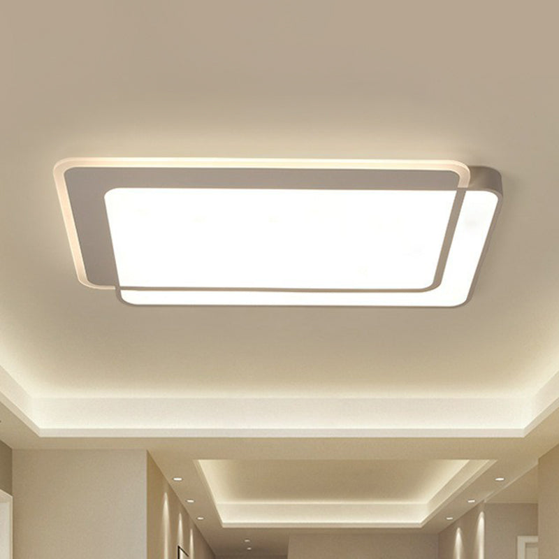 Plafonnier encastré ultra-mince luminaire contemporain en acrylique pour salon LED en blanc