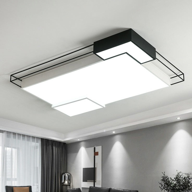 Lampada da soffitto a LED extra sottile per montaggio a incasso in acrilico moderna Lampada da soffitto a LED in bianco e nero