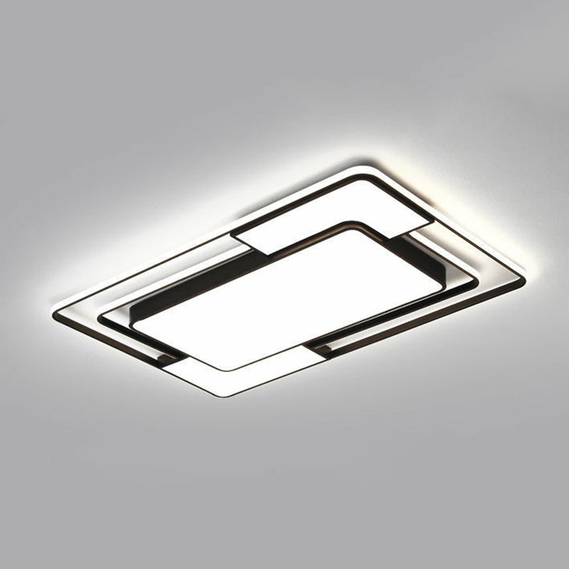 Empalme LED integrado Sala de estar de aluminio moderna con lámpara de techo incorporada, negro