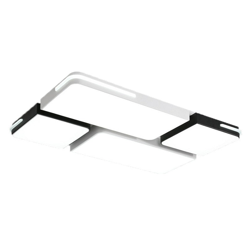Plafonnier encastré en acrylique, luminaire contemporain à LED noir et blanc