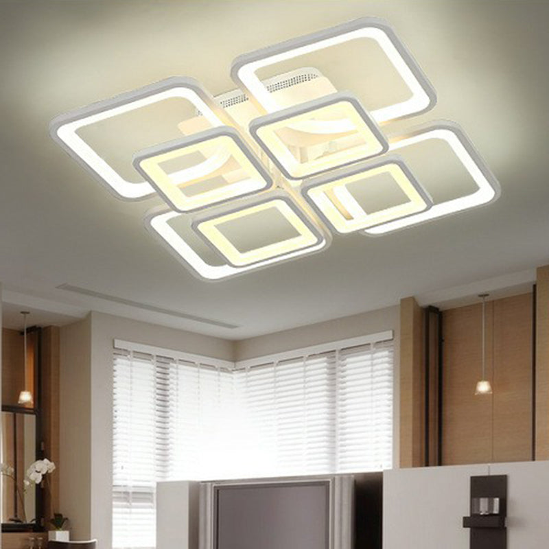 Luz de semi flush rectangular nórdica sala acrílica de acrílico led monte de montaje de montaje en blanco en blanco