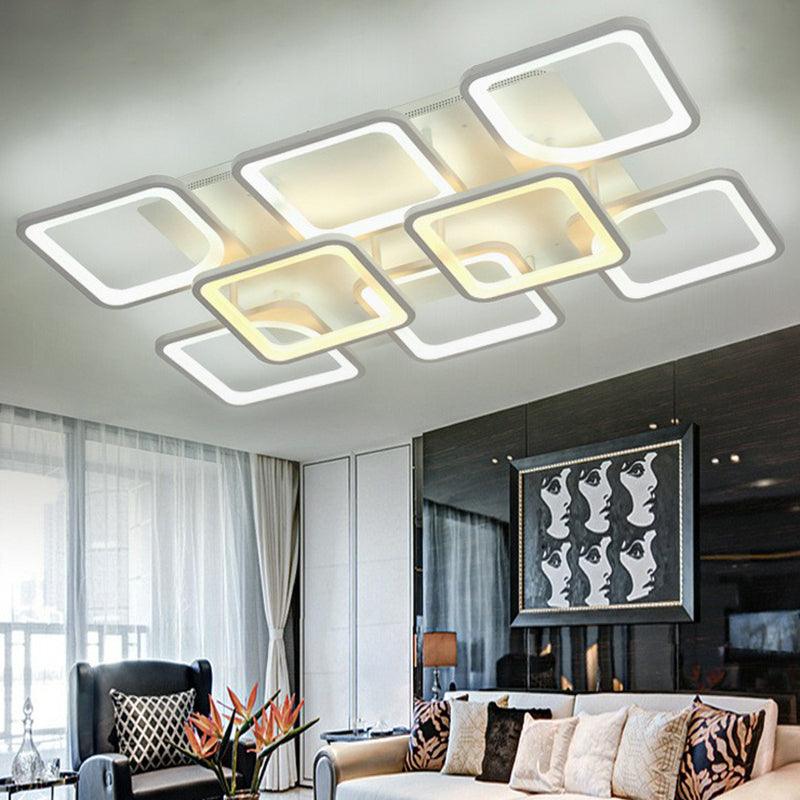 Luz de semi flush rectangular nórdica sala acrílica de acrílico led monte de montaje de montaje en blanco en blanco