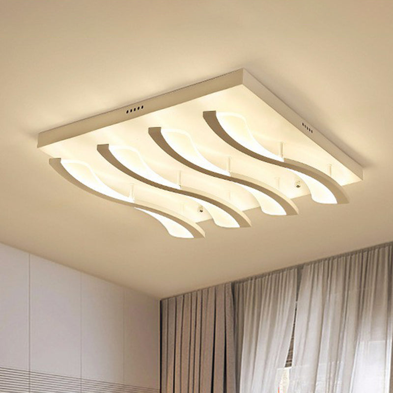 Acrylic Wavy LED Semi Flush Mount Nordic Style White Ceiling Mounted Light for Living Room