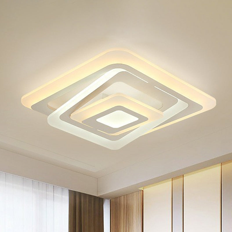 Rechteck Acryl Flush Mount Light Einfachheit weiße LED Semi Flush Deckenleuchte für Wohnzimmer
