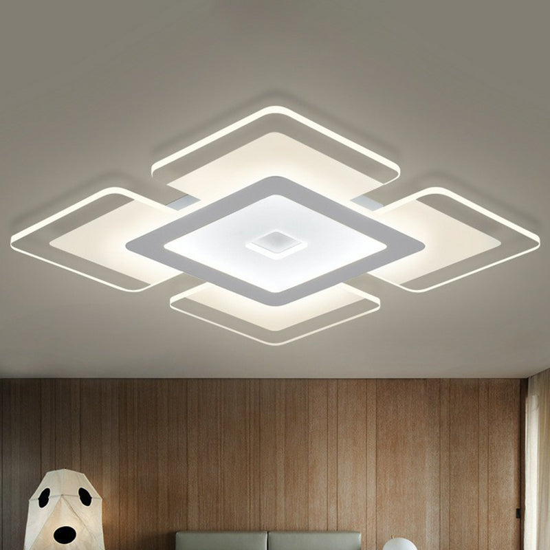 Clear Extra-Thin Rectangular Flush Light Modern Style Acrylic LED Flush Ceiling Light Fixture