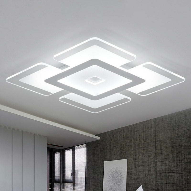 Clear Extra-Thin Rectangular Flush Light Modern Style Acrylic LED Flush Ceiling Light Fixture