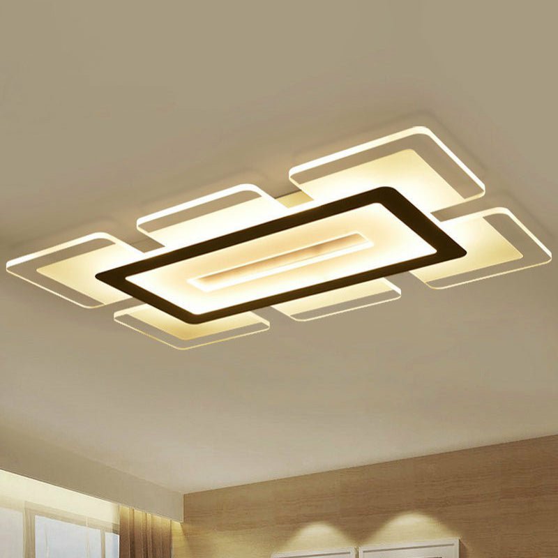 Clear Extra-Thin Rectangular Flush Light Modern Style Acrylic LED Flush Ceiling Light Fixture