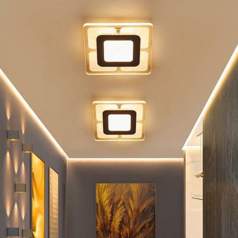 Plafonnier LED carré en acrylique transparent de Style moderne, luminaire de plafond pour chambre à coucher