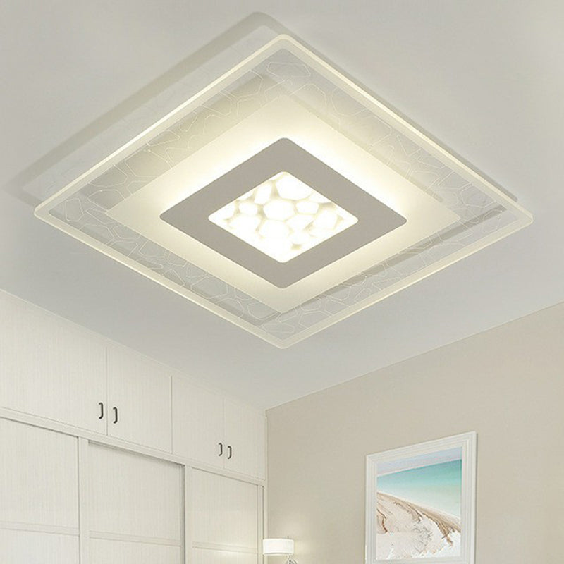 Plafonnier LED carré en acrylique transparent de Style moderne, luminaire de plafond pour chambre à coucher