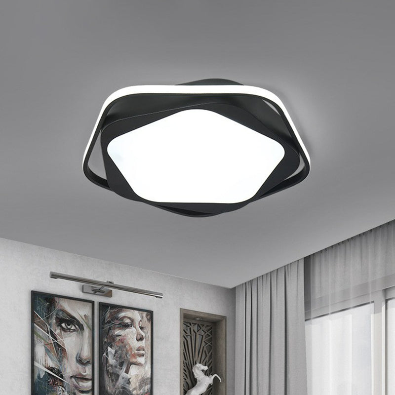 Black Pentagonal Flush Mount Lighting Minimalist Acrylic LED Flush Mount Fixture for Bedroom