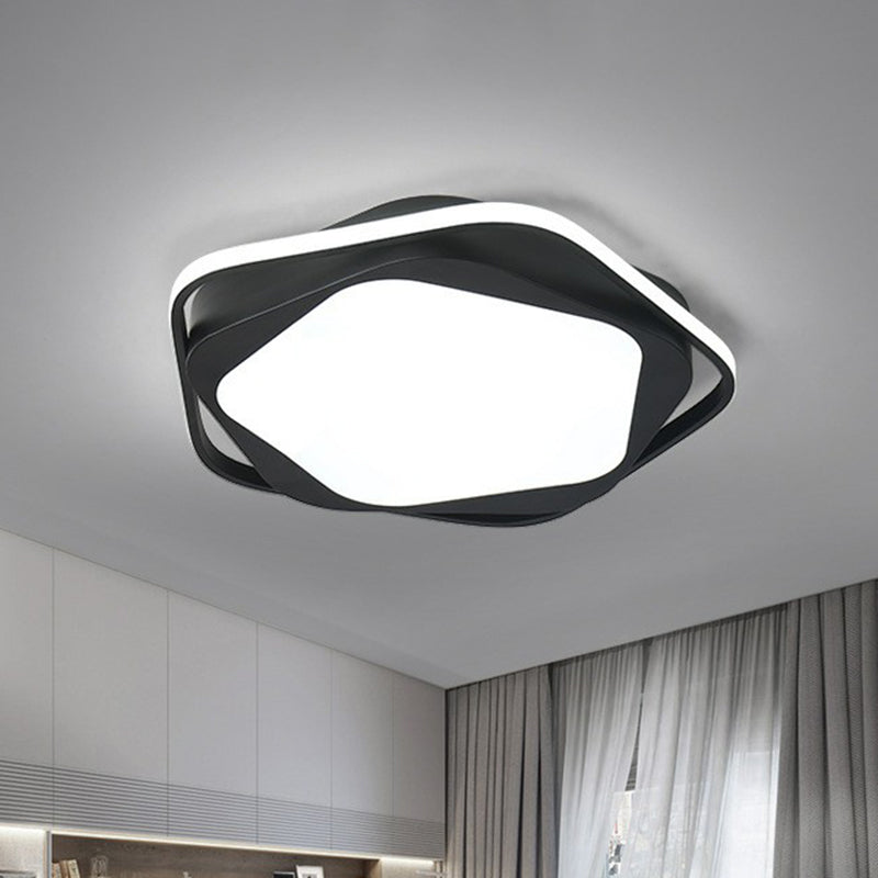 Black Pentagonal Flush Mount Lighting Minimalist Acrylic LED Flush Mount Fixture for Bedroom