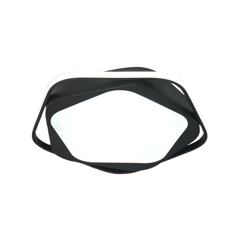 Black Pentagonal Flush Mount Lighting Minimalist Acrylic LED Flush Mount Fixture for Bedroom