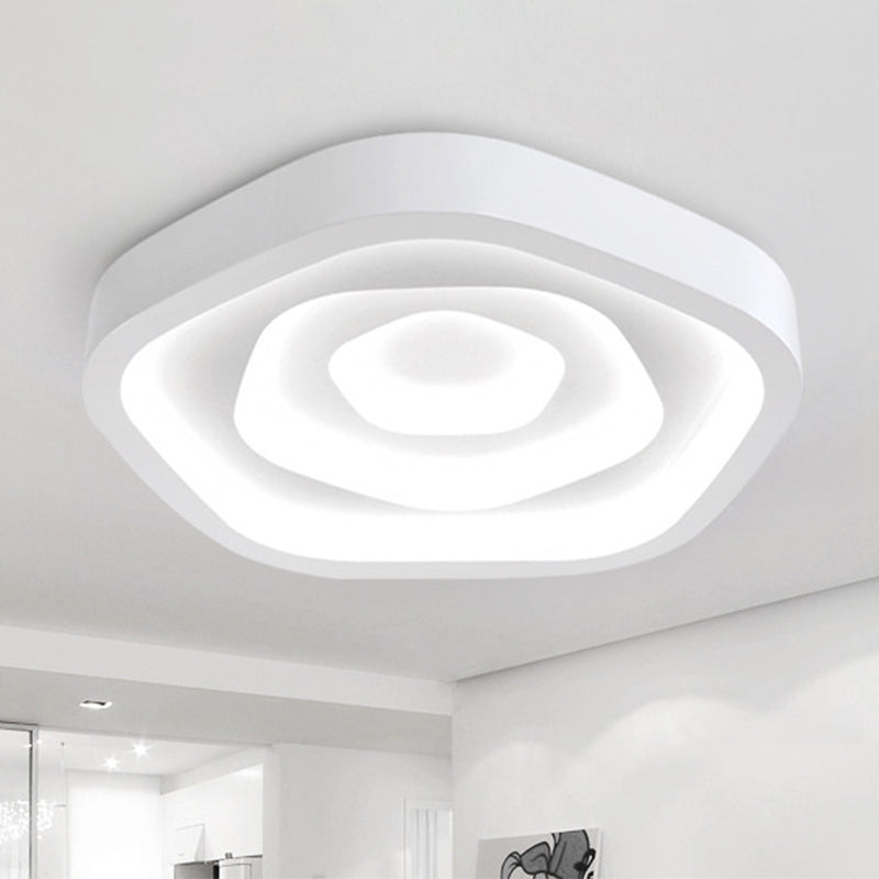 Pentagonal LED Flush Mount Modern Acrylic White Flushmount Ceiling Light for Living Room