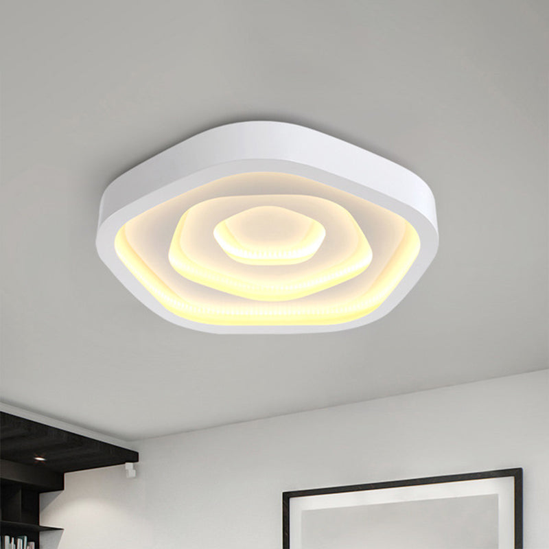 Pentagonal LED Flush Mount Modern Acrylic White Flushmount Ceiling Light for Living Room