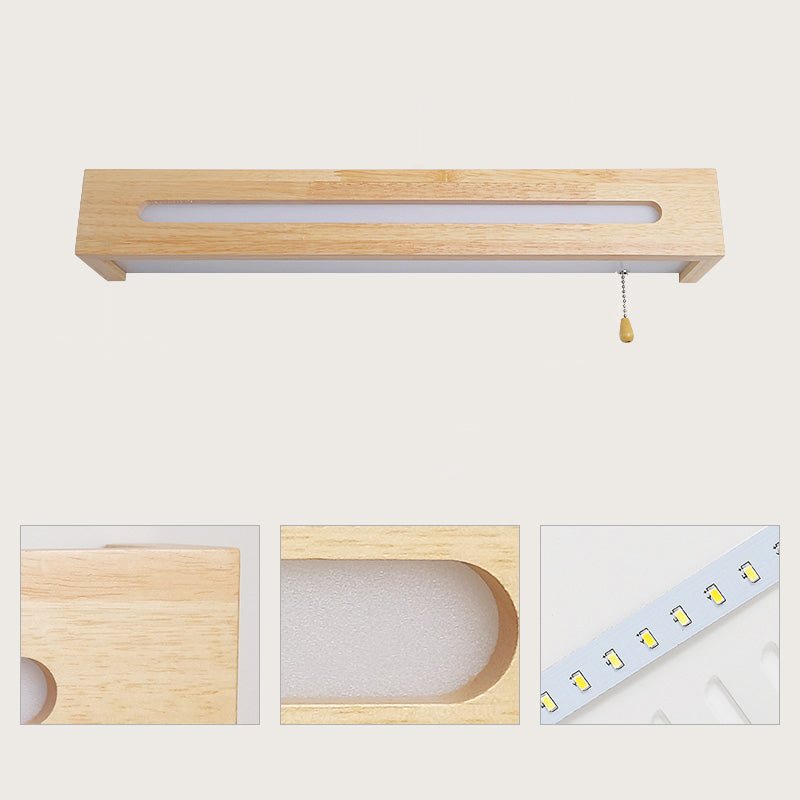 Simplicidad Rectangular LED Medera Madera Madera Madera Medera de pared de la pared de la pared de la pared con cadena de extracción