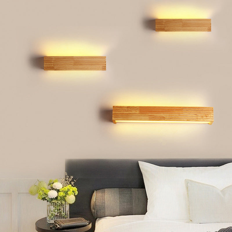 Holz Rechteck Wandleuchte minimalistische LED -Eitelkeitslicht mit Acrylschatten für Badezimmer