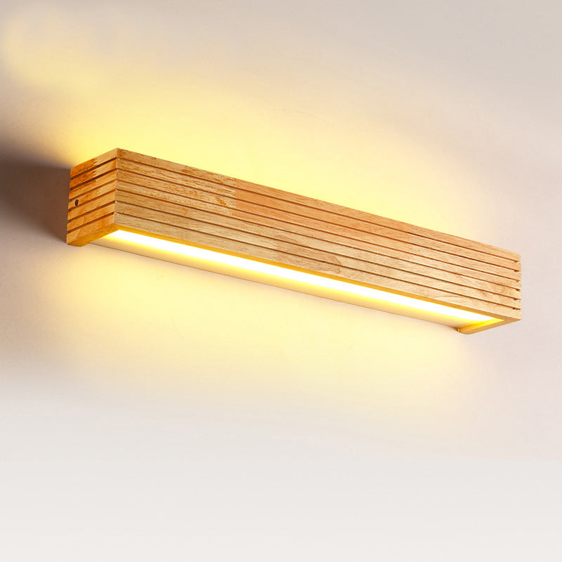Holz Rechteck Wandleuchte minimalistische LED -Eitelkeitslicht mit Acrylschatten für Badezimmer