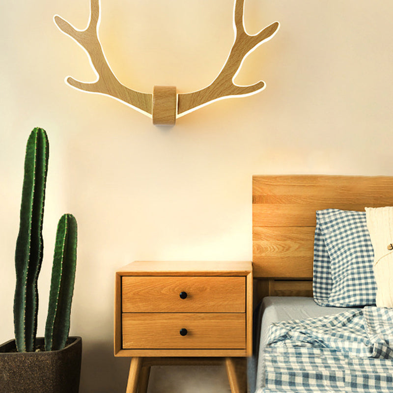 Wooden Antler Wall Sconce Lamp Nordic Style LED Wall Lighting Fixture for Corridor