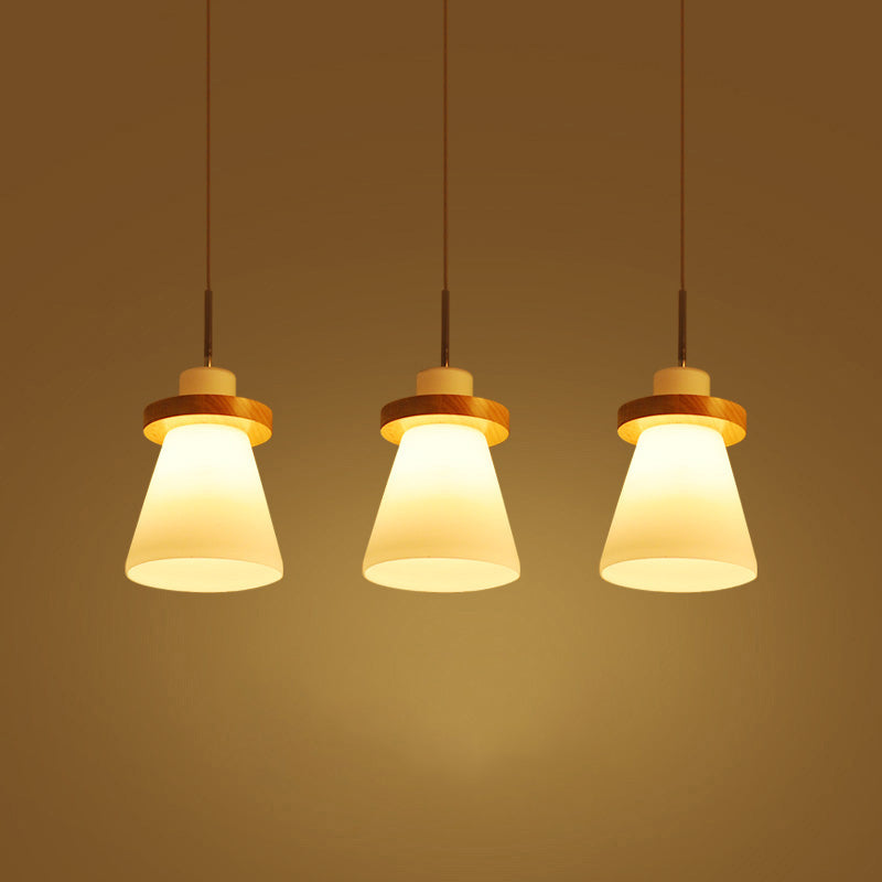 Weißes Glas Hänssuspension Leuchten japanischer 1 Glühbirnenheizende Deckenleuchte für Esszimmer