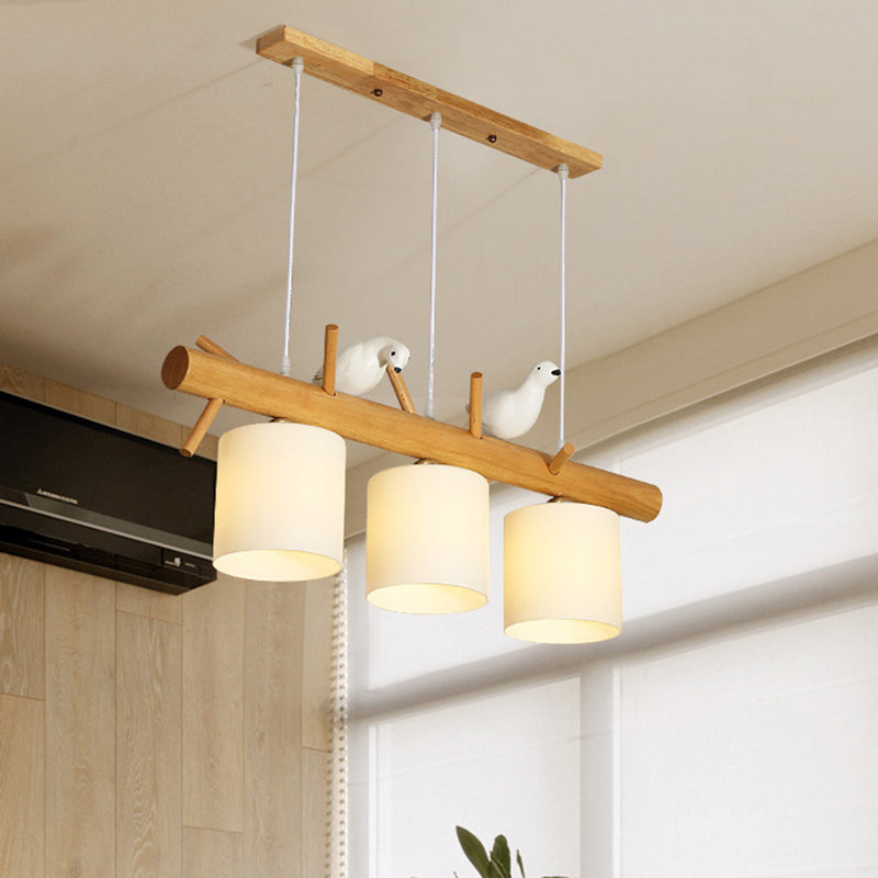 Pendre d'île de branche contemporaine Light Wining Dining Dining Plafond Light avec une nuance en verre à crème cylindrique