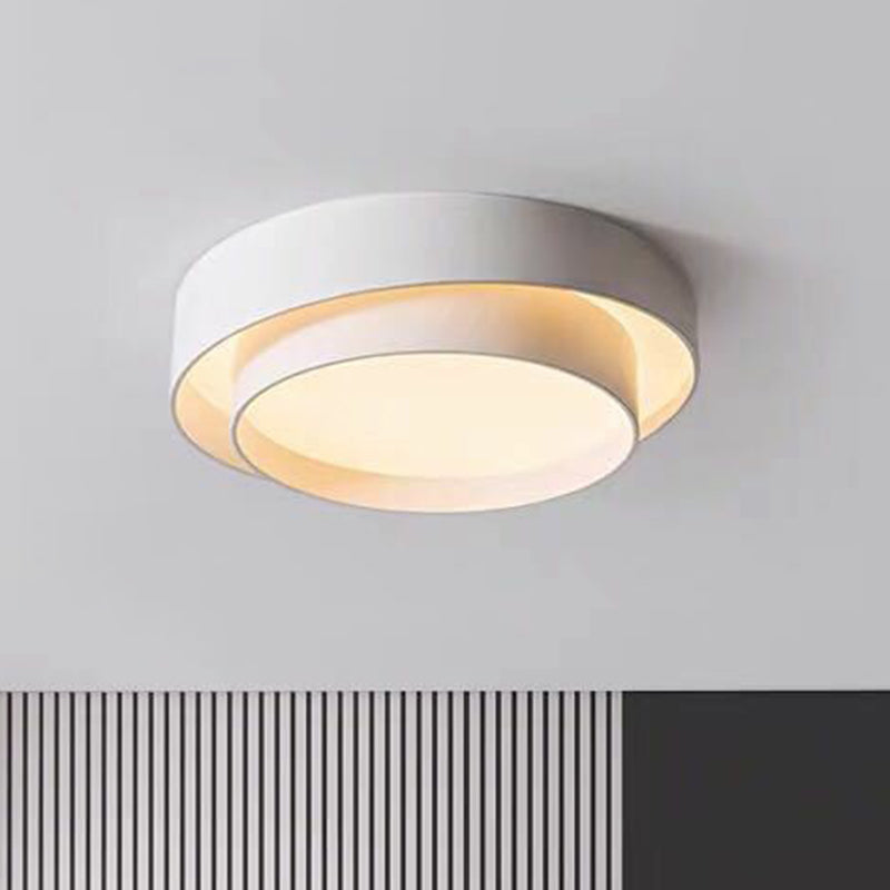 Lámpara de techo empotrada contemporánea acrílica de montaje empotrado LED circular para dormitorio en blanco