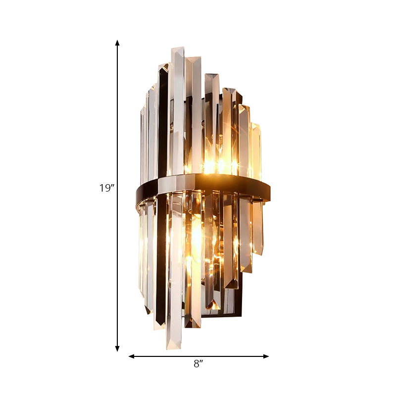 Clear Crystal Prism Sconce Lighting Modernist Style 1 Lights Black Finish Wall Mounted Lamp for Bedside