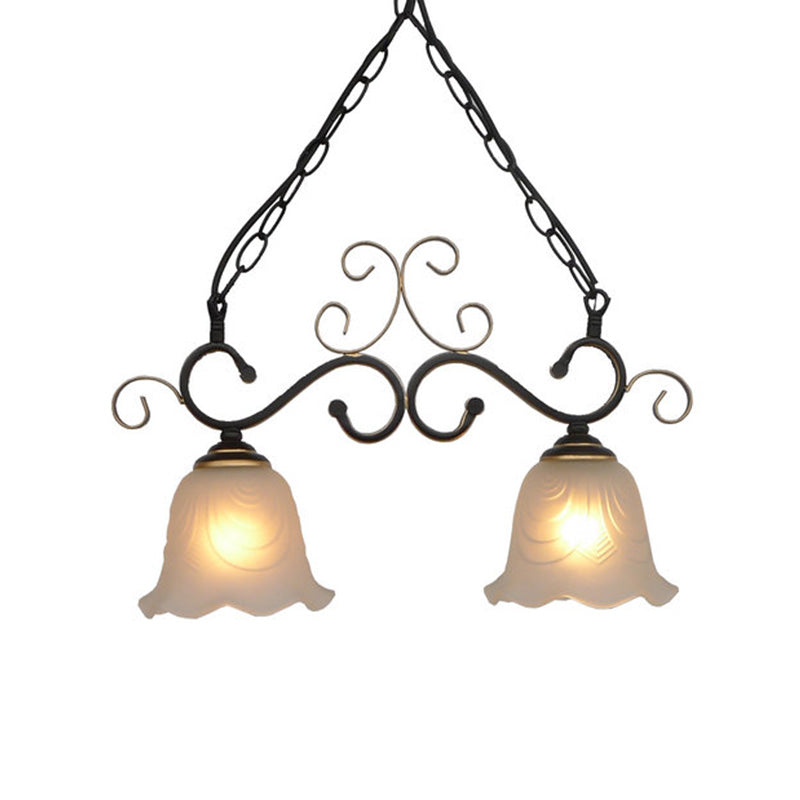 Luce a sospensione in vetro smerigliato sfacciato tradizionale 2/3 luci da pranzo per la sala da pranzo Isola illuminazione in nero